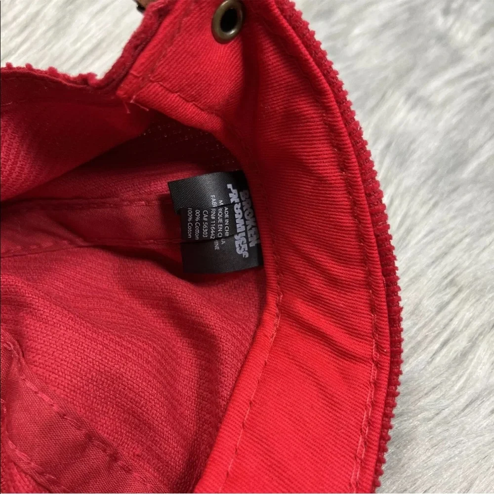 Broken Promises Red Corduroy Strap Back Hat One Size